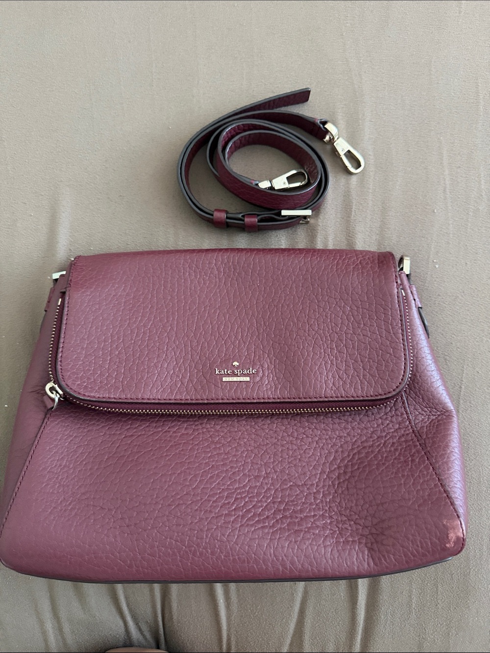 kate spade Pebbled Leather Crossbody in Plum